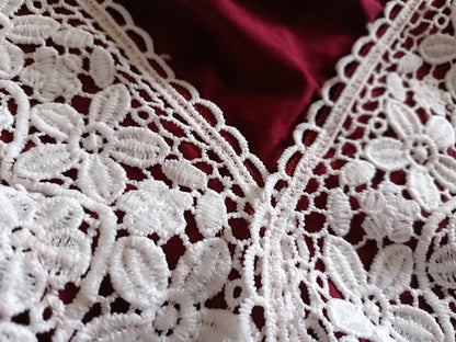 Dark Red Strappy Top with Lace Front