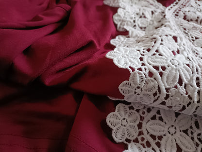 Dark Red Strappy Top with Lace Front
