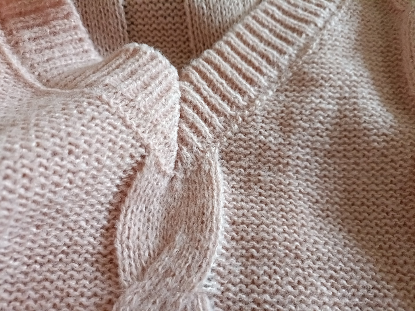 Light Pink V Neck Cable Jumper