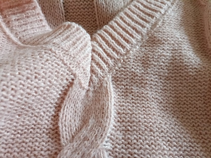 Light Pink V Neck Cable Jumper