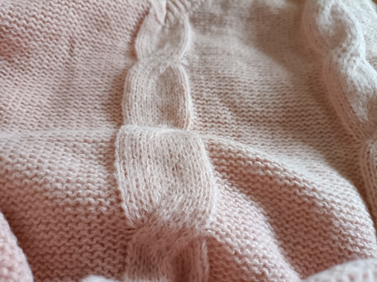 Light Pink V Neck Cable Jumper