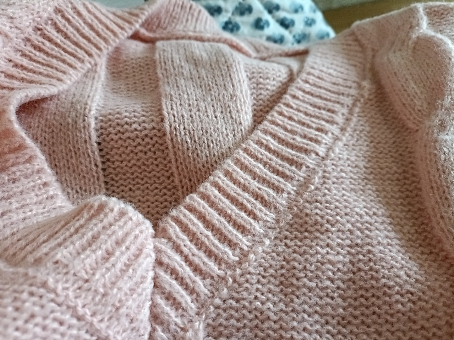 Light Pink V Neck Cable Jumper