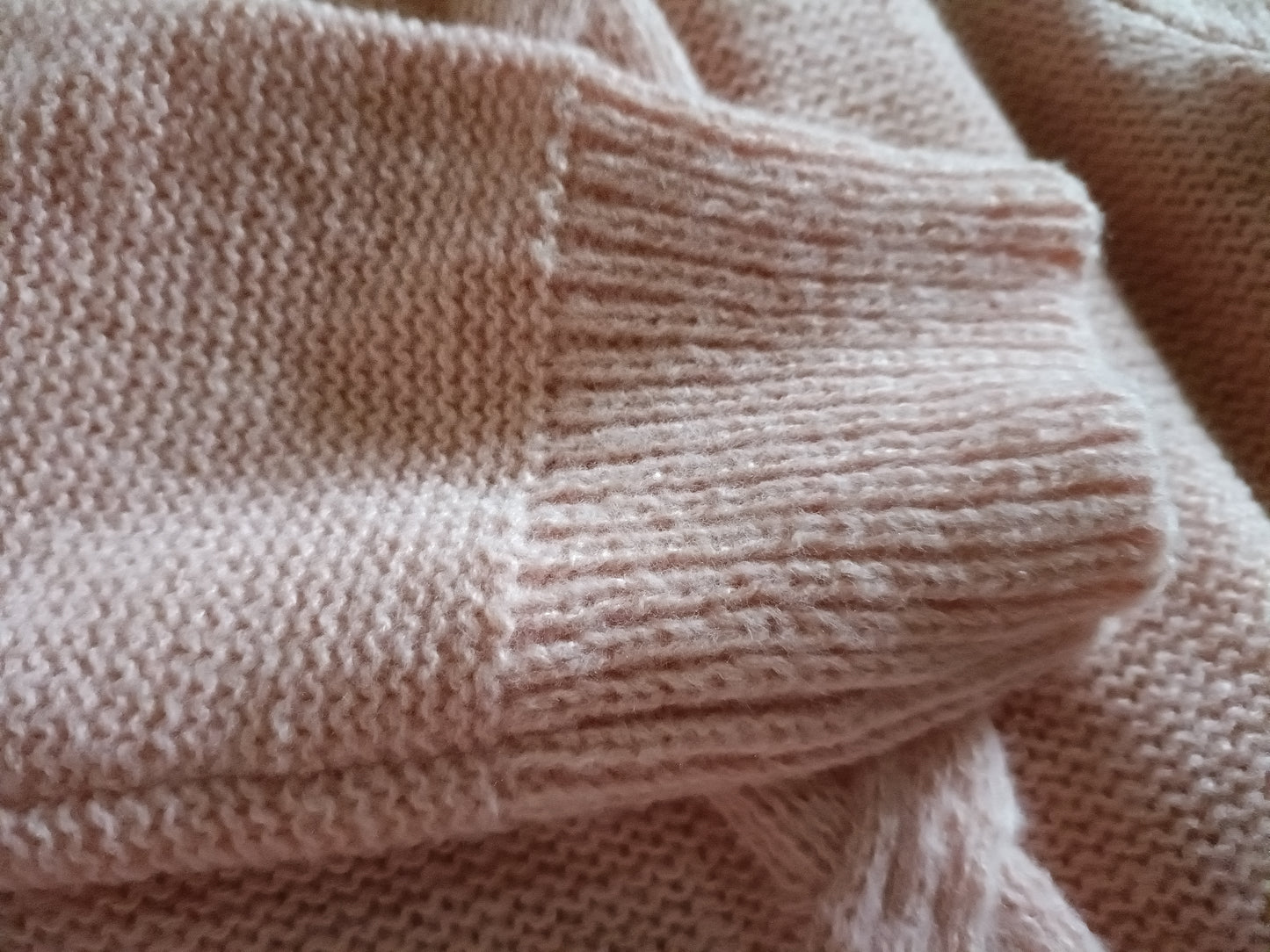 Light Pink V Neck Cable Jumper