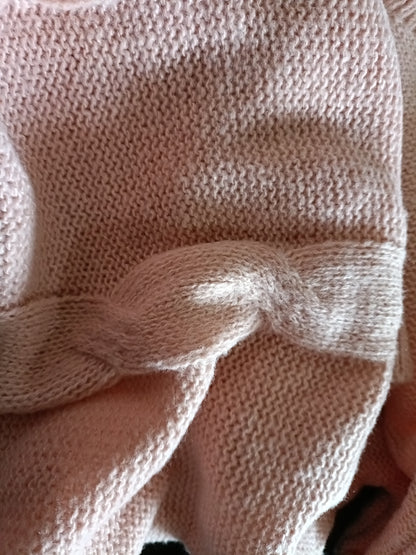 Light Pink V Neck Cable Jumper