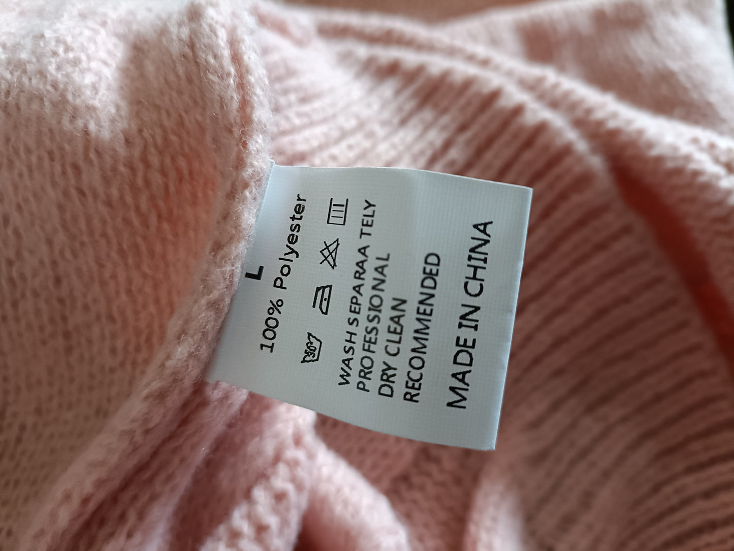 Light Pink V Neck Cable Jumper