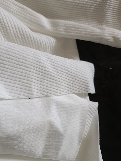 Off White Ribbed Waterfall Cardigan/Jacket with Tie Belt