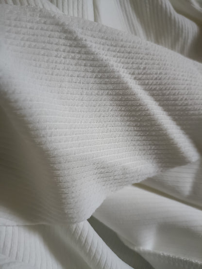 Off White Ribbed Waterfall Cardigan/Jacket with Tie Belt