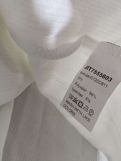 Off White Ribbed Waterfall Cardigan/Jacket with Tie Belt