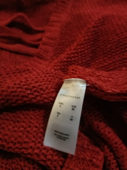 Red Loose Knit V Neck Jumper