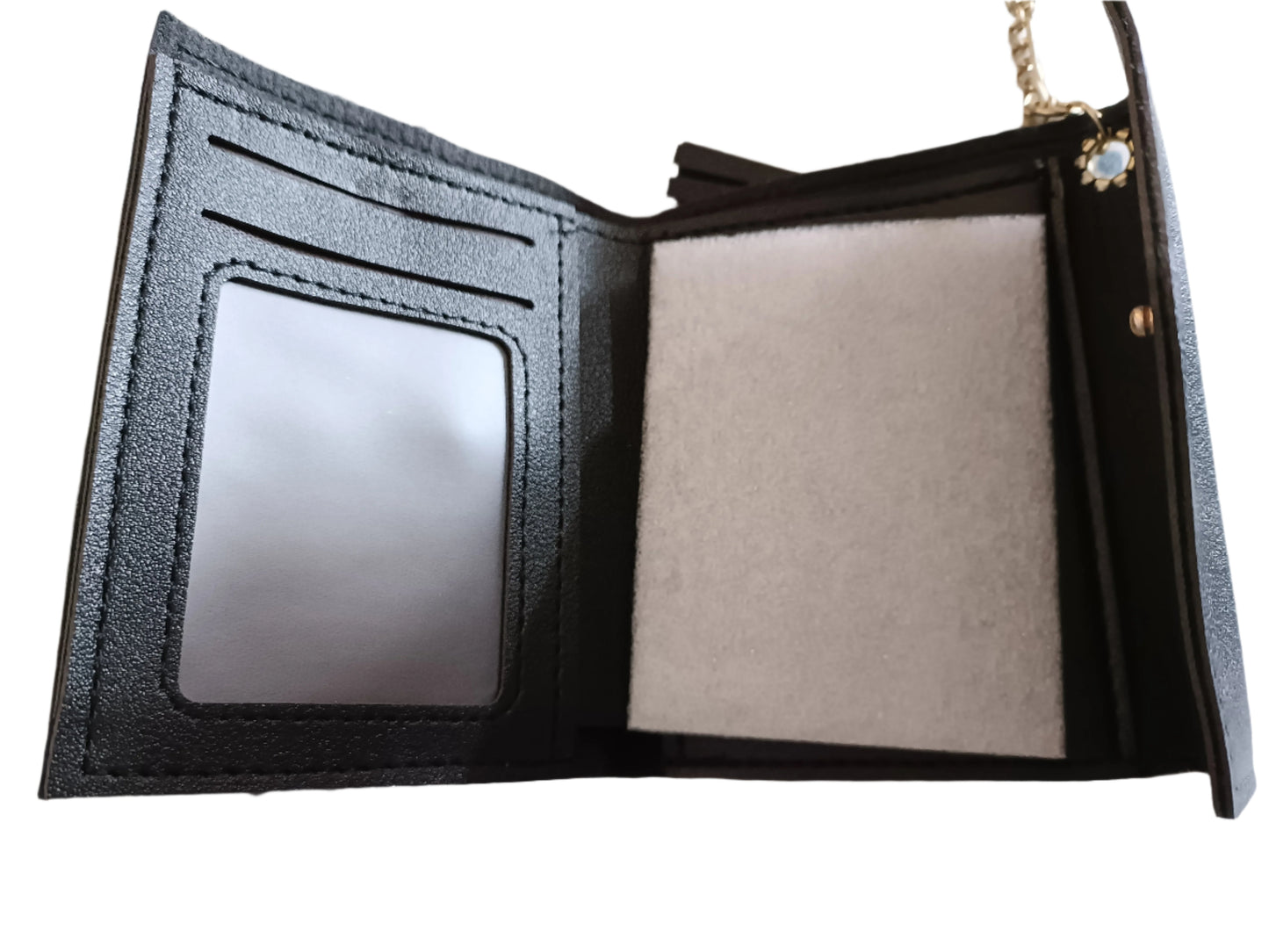 Black Envelope Style  Purse with Tassel and Gold Heart Charm