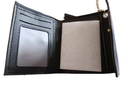 Black Envelope Style  Purse with Tassel and Gold Heart Charm