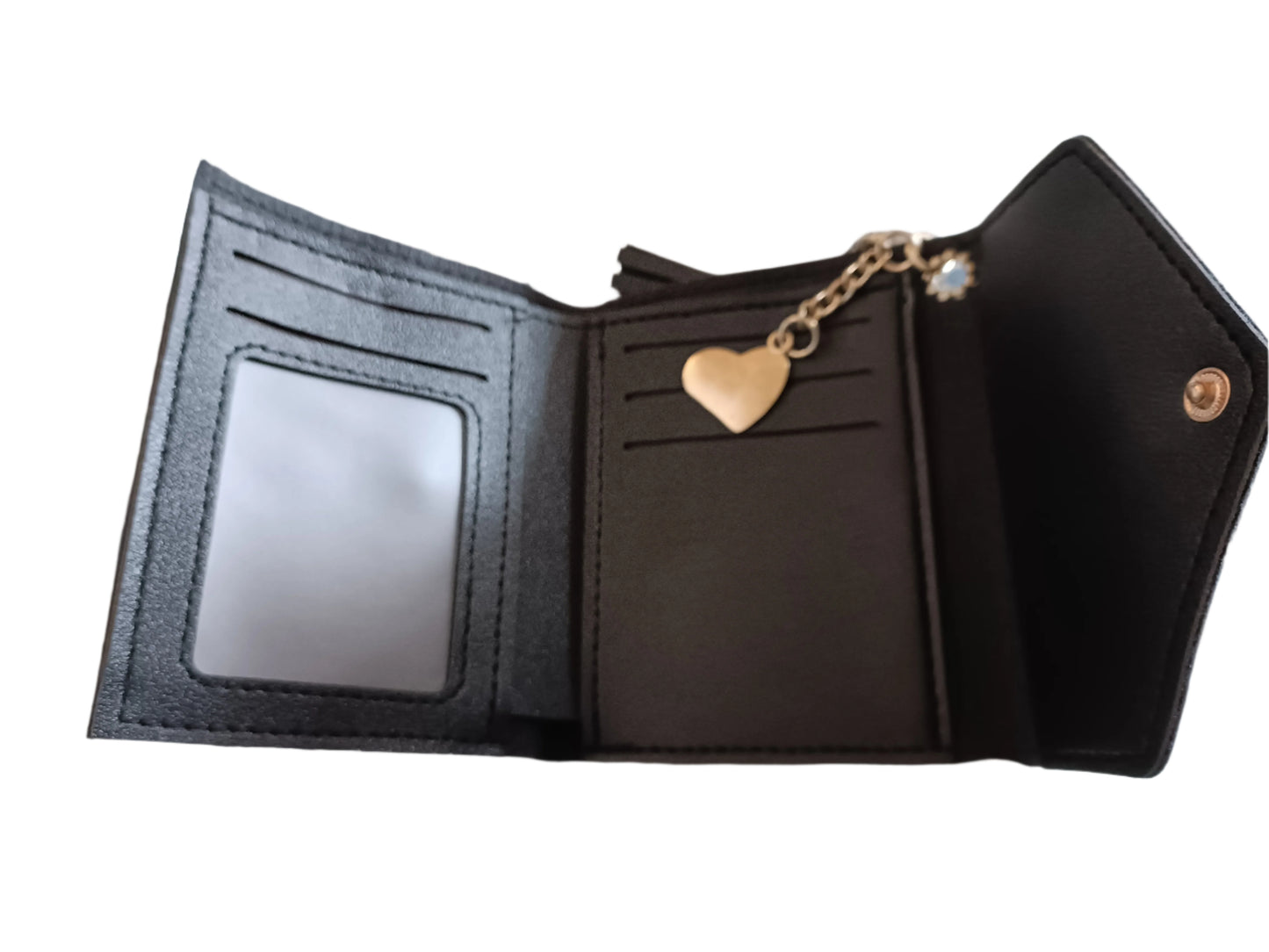 Black Envelope Style  Purse with Tassel and Gold Heart Charm