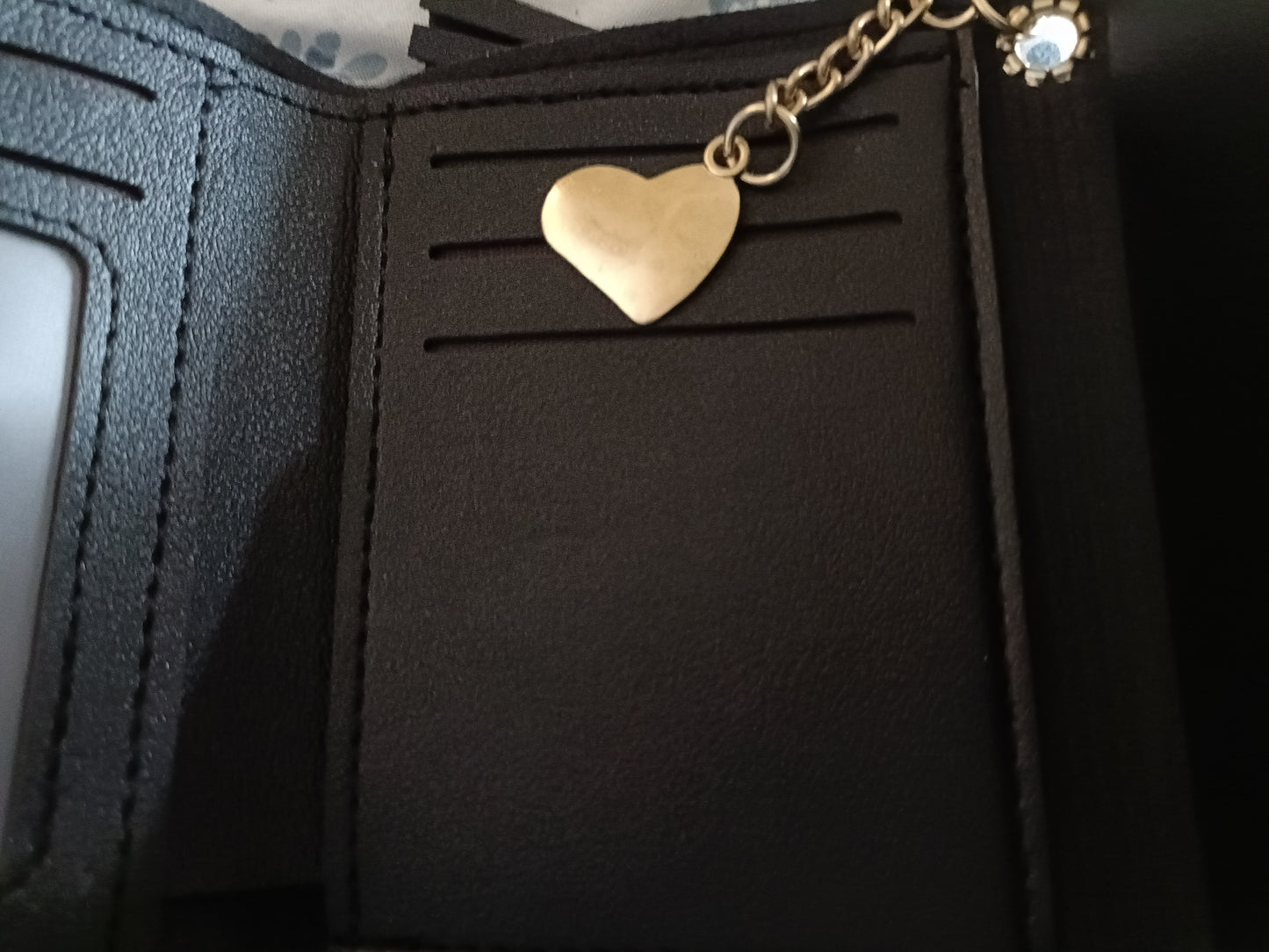 Black Envelope Style  Purse with Tassel and Gold Heart Charm