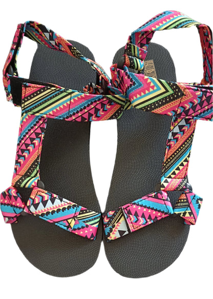 Multi Coloured T Bar Casual Sandals