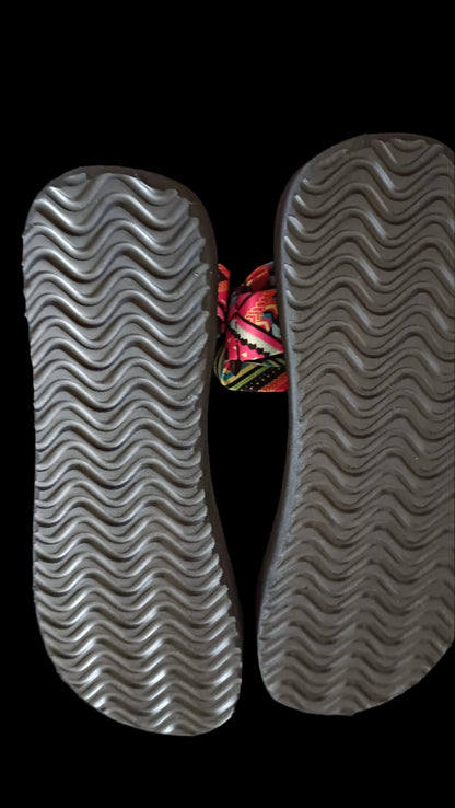 Multi Coloured T Bar Casual Sandals