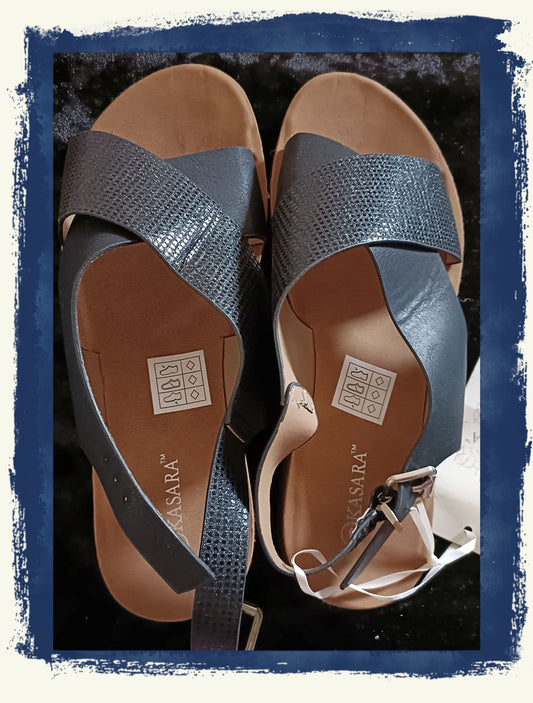 Black Criss Cross Slingback Sandals