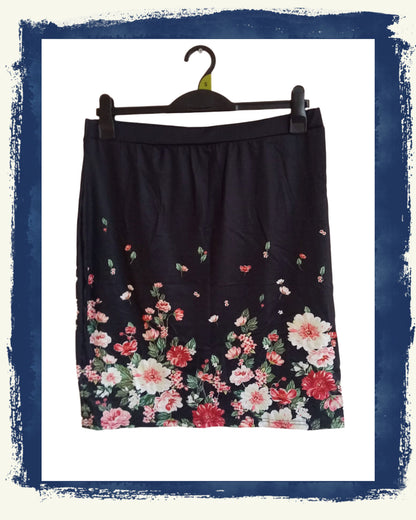Short Black Floral Skirt