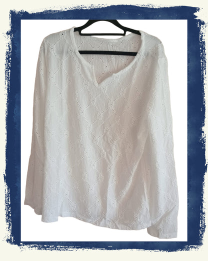 Off White Eyelet Embroidery Top