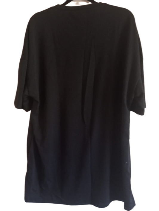 Black Short Sleeve T Shirt with Pink Star Print