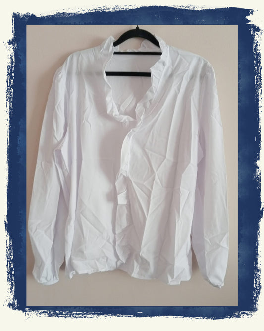 White Shirt/Blouse with Frill Collar