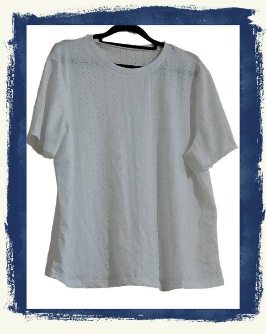 Cream Eyelet Embroidery T Shirt