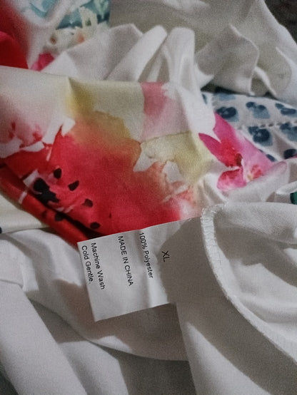 White Watercolour Floral Print T Shirt
