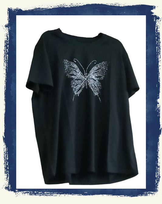 Black T-Shirt with  Butterfly Print