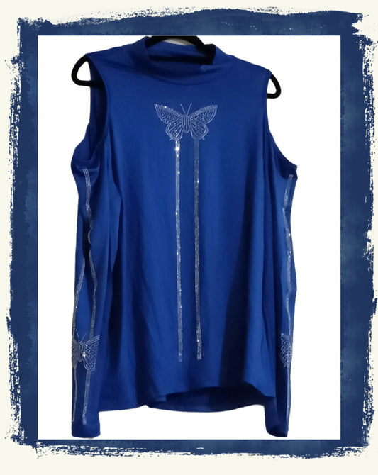Cold Shoulder Top with Sparkly Butterfly Detail