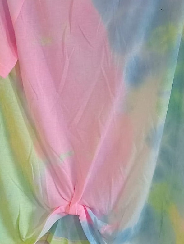Pastel Tie Dye T-Shirt with Front Knot Detail