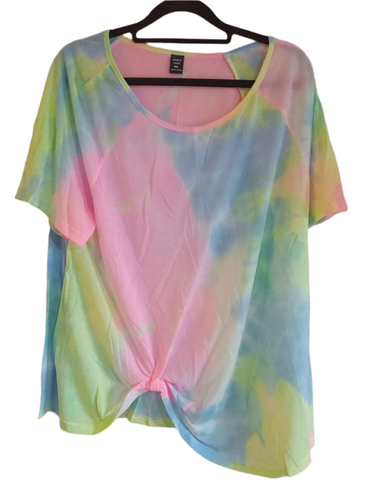 Pastel Tie Dye T-Shirt with Front Knot Detail