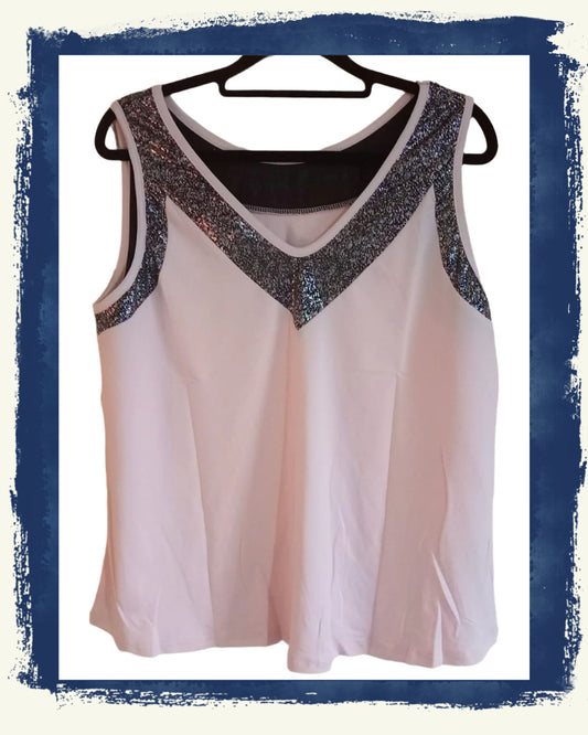 Sleeveless Top with Sparkle Trim