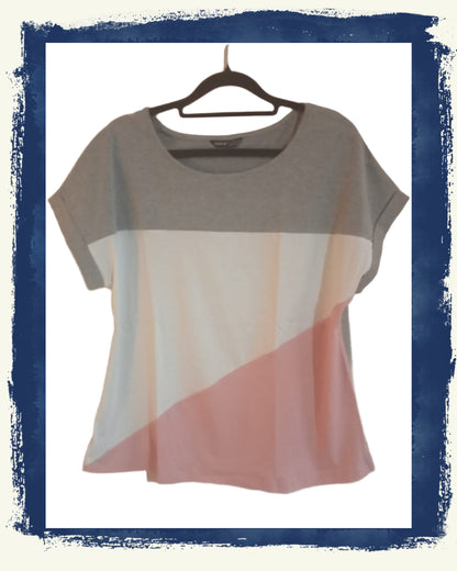 Multi Colour Block T Shirt with Drop Turnover Sleeves