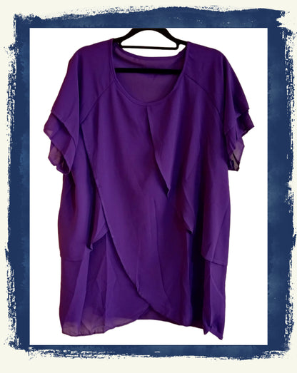 Purple Short Sleeve Layered Blouse