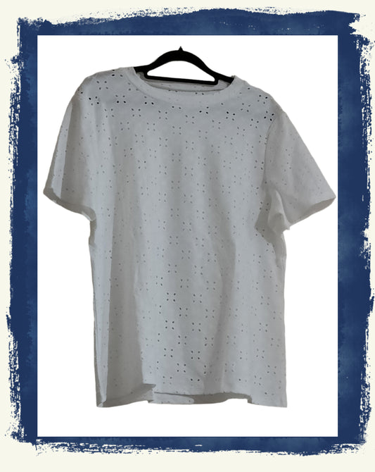Short Sleeve Eyelet Embroidery T Shirt