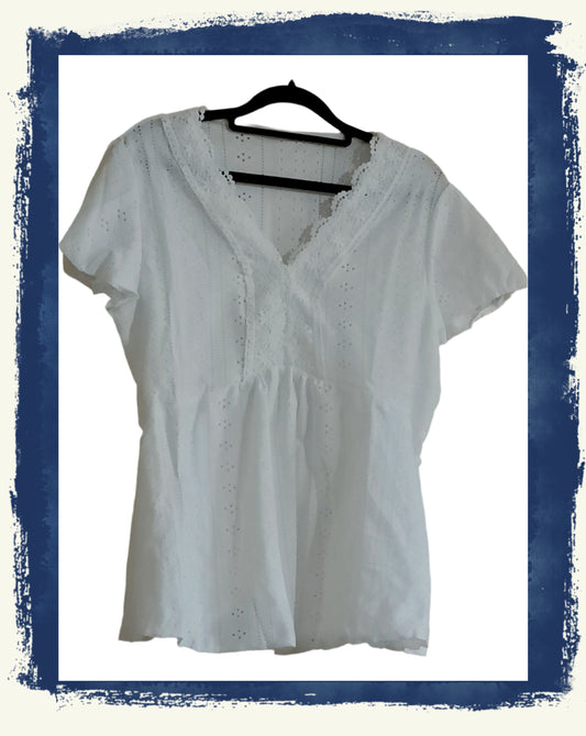 Lace Trim V Neck Top