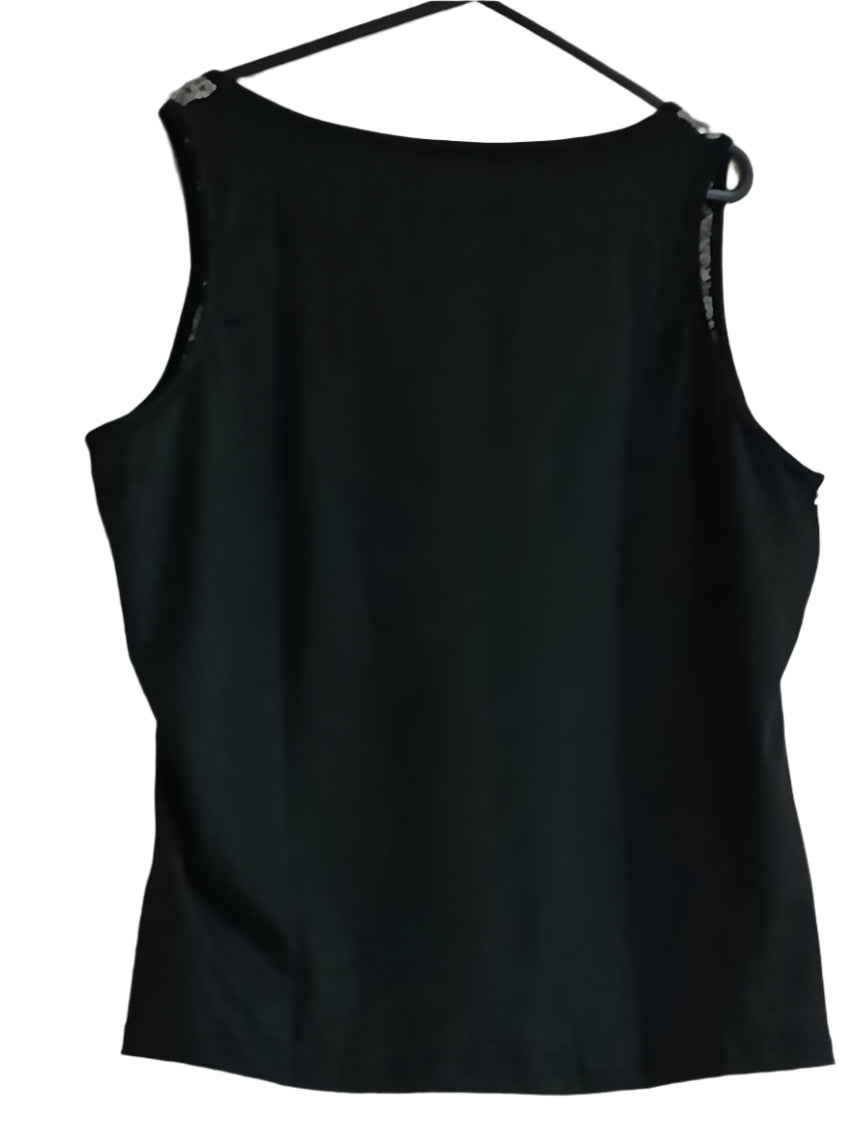 Sleeveless Top with Sequin Trim