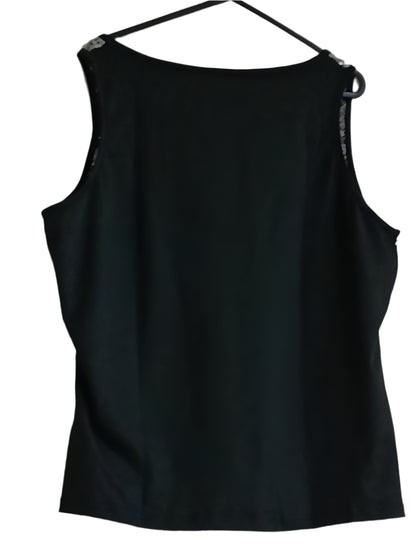 Sleeveless Top with Sequin Trim