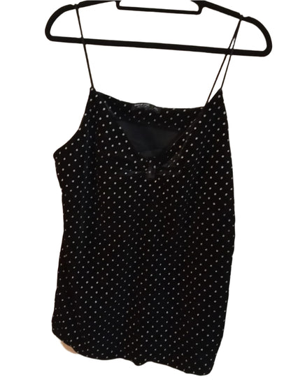 Black Velvet Touch Strappy Top with Silver Polka Dots