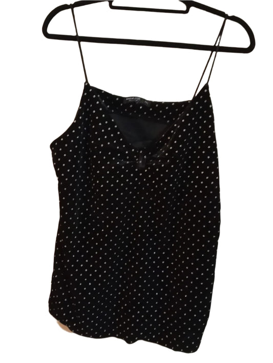 Black Velvet Touch Strappy Top with Silver Polka Dots