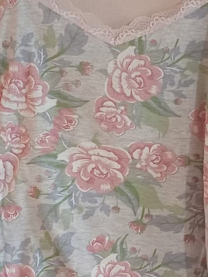 Floral Vest Top with Lace Trim