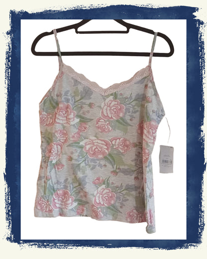 Floral Vest Top with Lace Trim