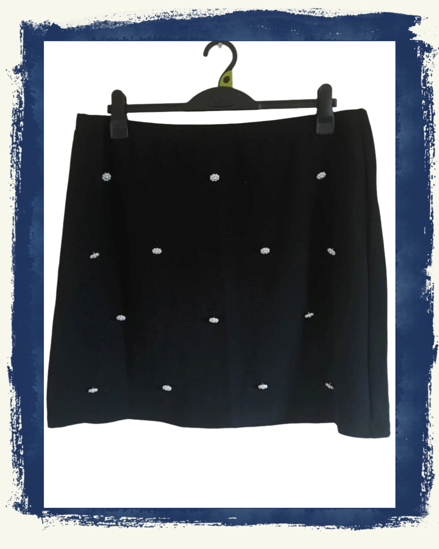 Short Black Skirt with Gem Front Detail