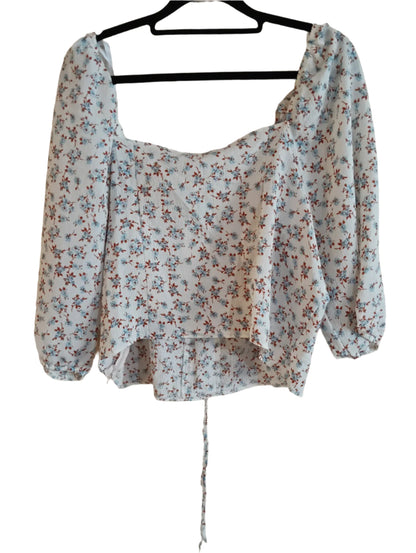 Floral Crop Top with Criss Cross Tie Detail