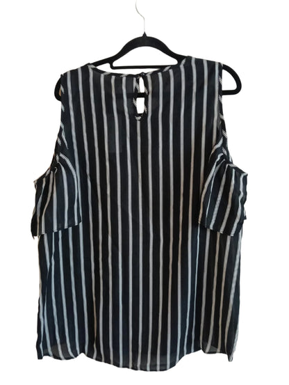 Black and White Striped Cold Shoulder Blouse