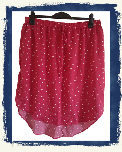 Red Heart Print Skirt with Elasticated Waist and Tie Front