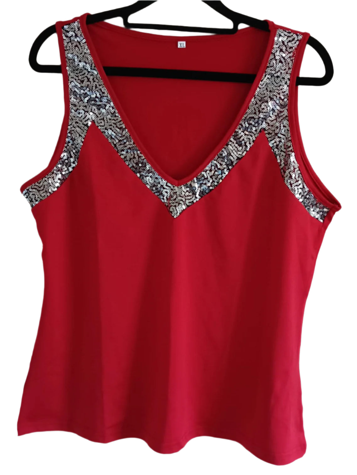 Sleeveless Top with Sequin Trim