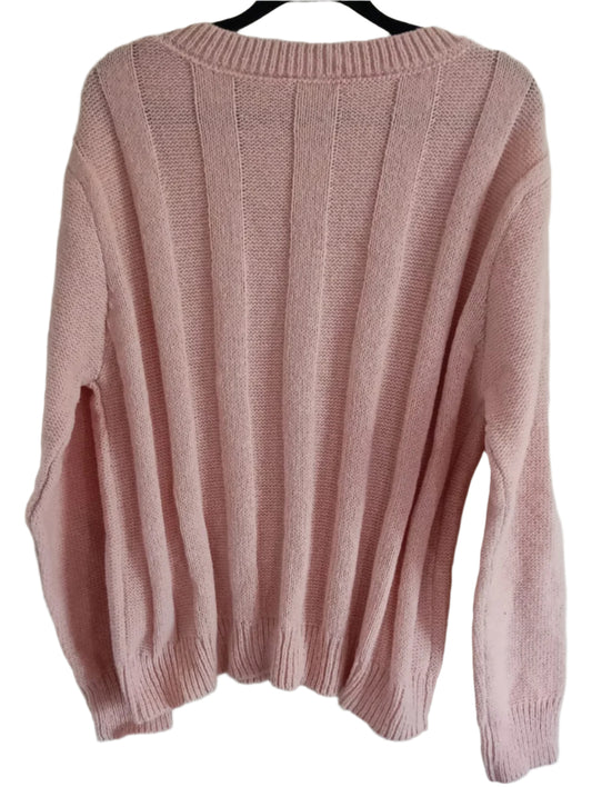 Light Pink V Neck Cable Jumper